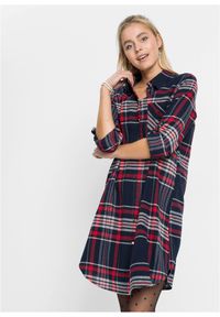 bonprix - Sukienka szmizjerka z czystej bawełny. Kolor: niebieski. Materiał: bawełna. Typ sukienki: szmizjerki #1