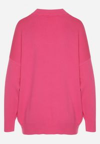 Born2be - Fuksjowy Gładki Sweter z Rękawami Typu Nietoperz Ralanevia. Okazja: do pracy, na co dzień. Kolor: różowy. Wzór: gładki. Styl: casual #5