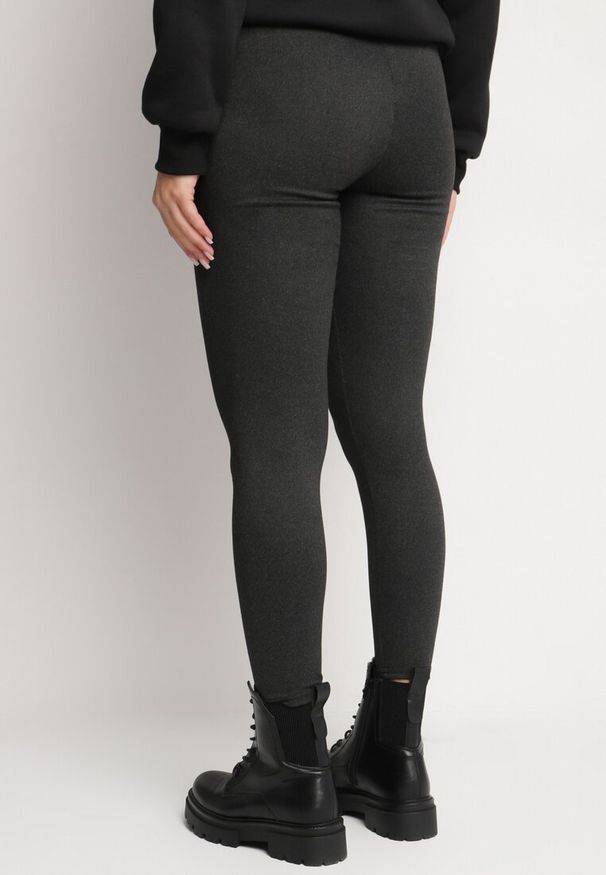 Born2be - Czarne Legginsy z Wysokim Stanem i Aplikacją Sevilena. Stan: podwyższony. Kolor: czarny. Wzór: aplikacja. Styl: wizytowy, klasyczny, sportowy, elegancki