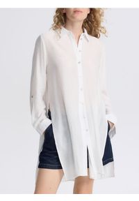 Reserved - Długa koszula z wiskozy - złamana biel. Materiał: wiskoza. Długość: długie #1