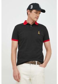 Polo Ralph Lauren polo bawełniane kolor czarny gładki. Typ kołnierza: polo. Kolor: czarny. Materiał: bawełna. Długość: krótkie. Wzór: gładki #4