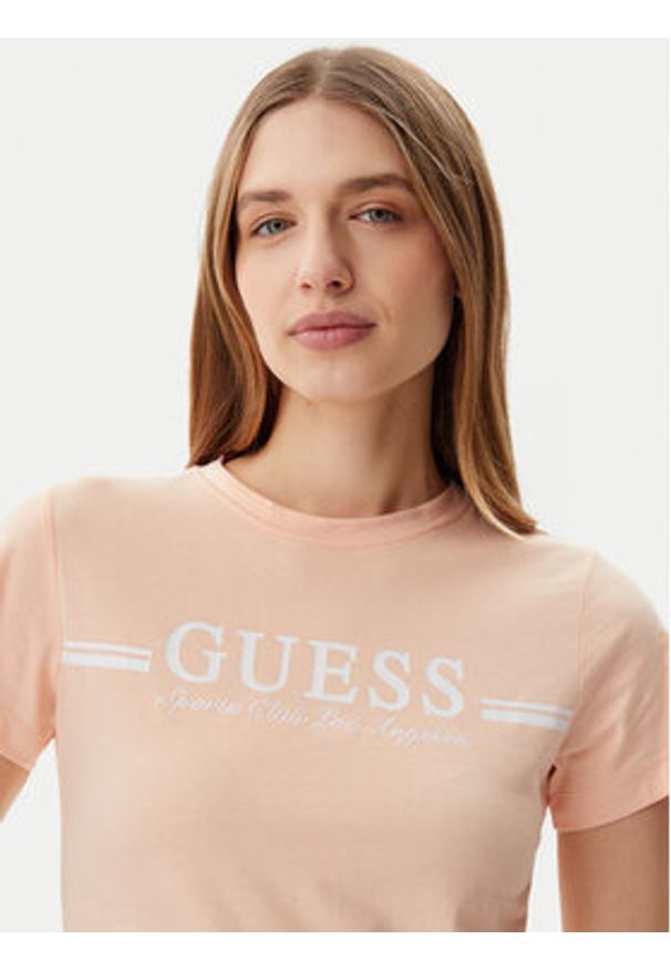 Guess T-Shirt V5GI03 I3Z14 Pomarańczowy Regular Fit. Kolor: pomarańczowy. Materiał: bawełna
