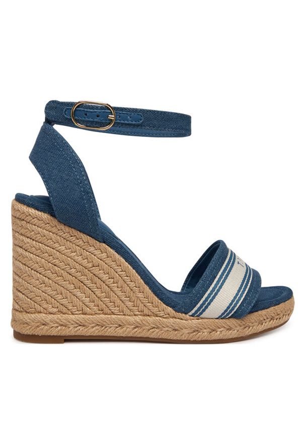 TOMMY HILFIGER - Tommy Hilfiger Espadryle High Wedge Espad Webbing FW0FW09342 Niebieski. Kolor: niebieski. Materiał: materiał