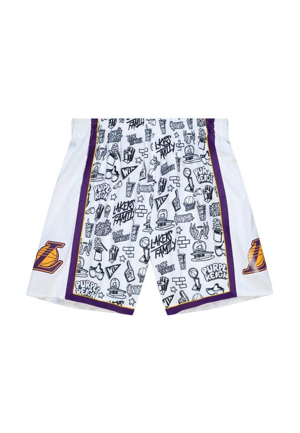 Spodenki Mitchell & Ness NBA Los Angeles Lakers Doodle. Kolor: biały. Sport: koszykówka