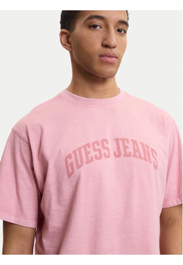 Guess Jeans T-Shirt M6GIB6 K8FQ4 Różowy Regular Fit. Kolor: różowy. Materiał: bawełna
