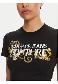 Versace Jeans Couture T-Shirt 78HAHC05 Czarny Slim Fit. Kolor: czarny. Materiał: bawełna #4