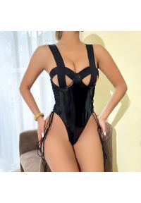 Intica - Body z ozdobnymi sznurkami na wieczorne wyjścia Marin. Kolor: czarny. Materiał: materiał #9