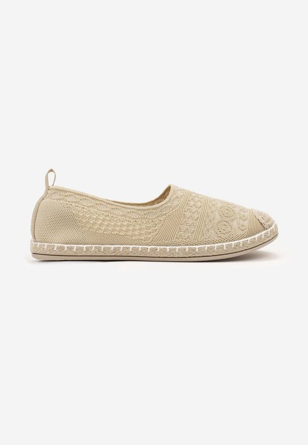 Born2be - Jasnobeżowe Płaskie Espadryle na Plecionej Podeszwie Dimzarra. Okazja: na co dzień. Kolor: beżowy. Materiał: len. Sezon: lato. Styl: klasyczny, elegancki, casual
