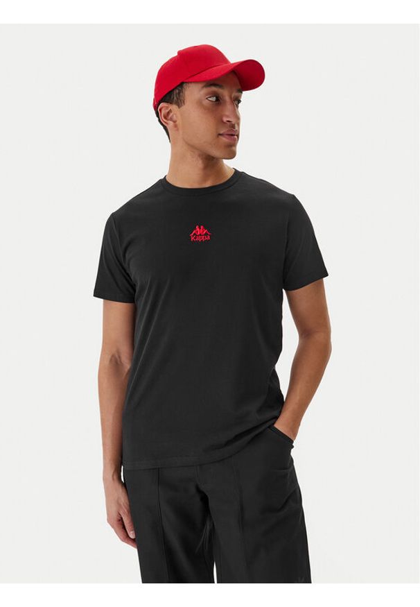 Kappa T-Shirt 382J2QW Czarny Regular Fit. Kolor: czarny. Materiał: bawełna