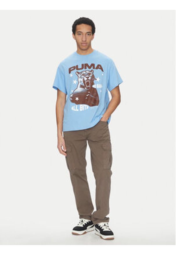 Puma T-Shirt All Bite 630466 Niebieski Regular Fit. Kolor: niebieski. Materiał: bawełna