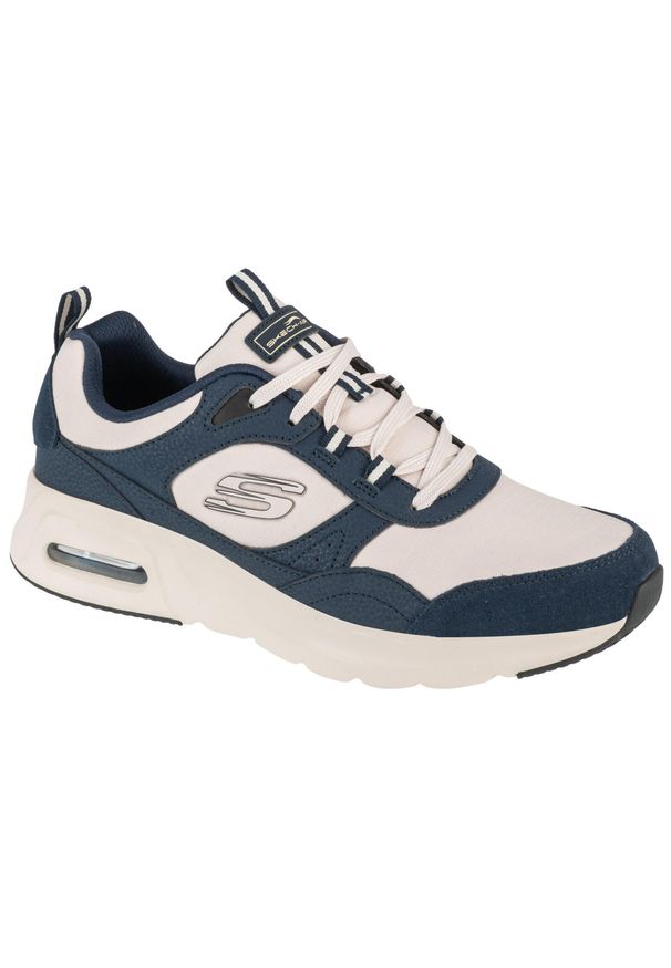 skechers - Buty sportowe Sneakersy męskie, Skechers Skech-Air Court - Yatton. Kolor: niebieski. Materiał: skóra, syntetyk, tkanina, materiał. Sport: turystyka piesza