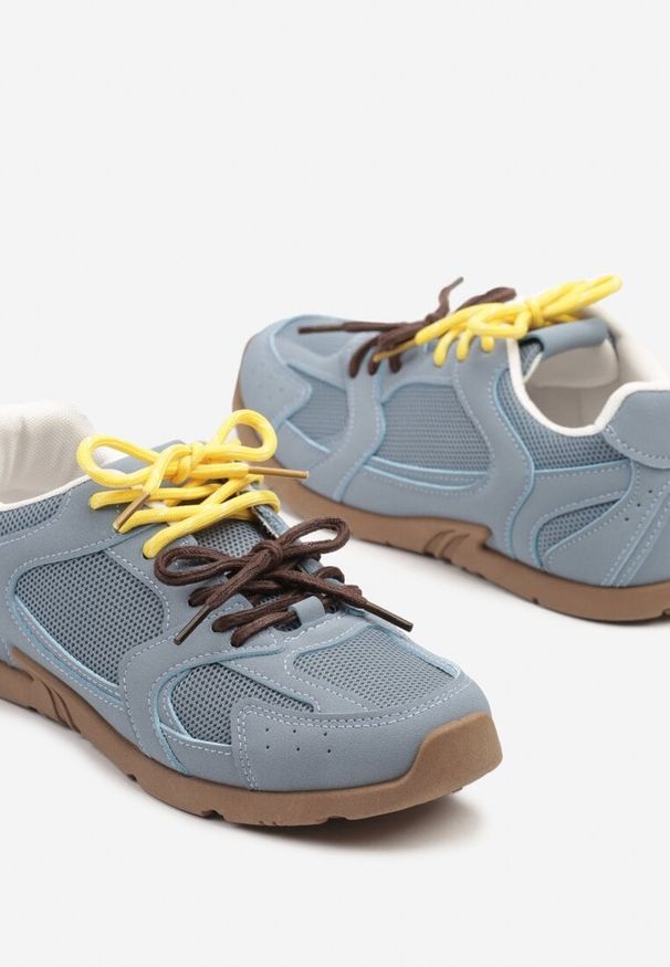 Renee - Niebieskie Sneakersy z Podwójnymi Sznurówkami Terfitra. Okazja: na co dzień. Zapięcie: sznurówki. Kolor: niebieski