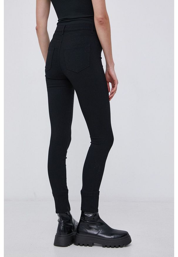 only - Only Spodnie damskie kolor czarny dopasowane high waist. Stan: podwyższony. Kolor: czarny. Materiał: materiał, wiskoza