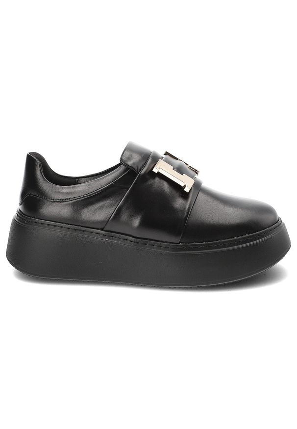 Czarne Sneakersy Armodo Stylowe Wsuwane Obuwie Damskie. Zapięcie: bez zapięcia. Kolor: czarny. Materiał: skóra. Styl: elegancki