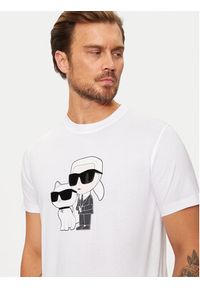 Karl Lagerfeld - KARL LAGERFELD T-Shirt 755061 544241 Biały Regular Fit. Typ kołnierza: dekolt w karo. Kolor: biały. Materiał: bawełna #4