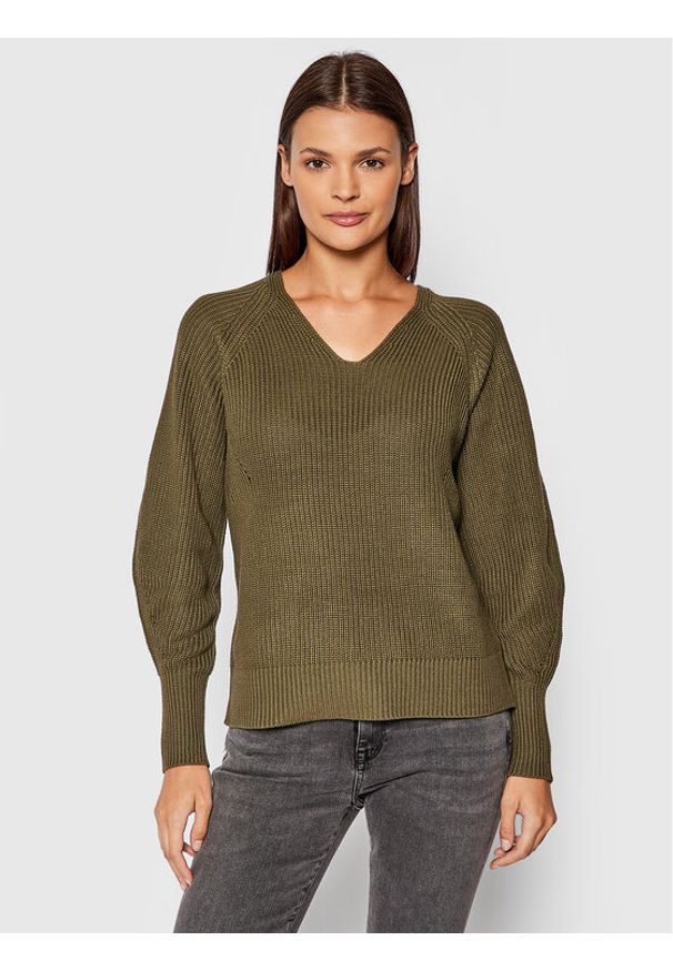 Selected Femme Sweter Emmy 16076990 Zielony Regular Fit. Kolor: zielony. Materiał: bawełna