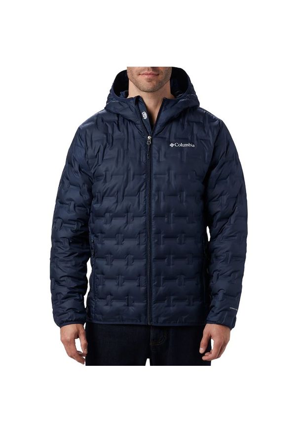 columbia - Kurtka Columbia Delta Ridge Down Hooded 1875892464 - granatowa. Okazja: na co dzień. Kolor: niebieski. Materiał: poliester, tkanina, materiał, syntetyk, puch. Technologia: Omni-Heat (Columbia). Wzór: aplikacja. Sezon: zima. Styl: casual