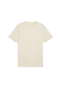 Puma - Męska koszulka Essentials Elevated PUMA No Dye Color Mix. Kolor: beżowy. Wzór: aplikacja, haft
