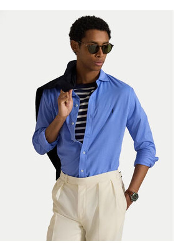 Polo Ralph Lauren Koszula 710899386004 Niebieski Slim Fit. Typ kołnierza: polo. Kolor: niebieski. Materiał: bawełna