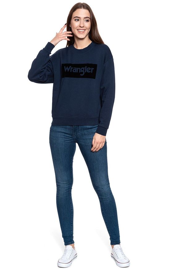 Wrangler - BLUZA WRANGLER HIGH RIB RETRO SWEAT NAVY W6N0HA114 112130760. Styl: retro, klasyczny