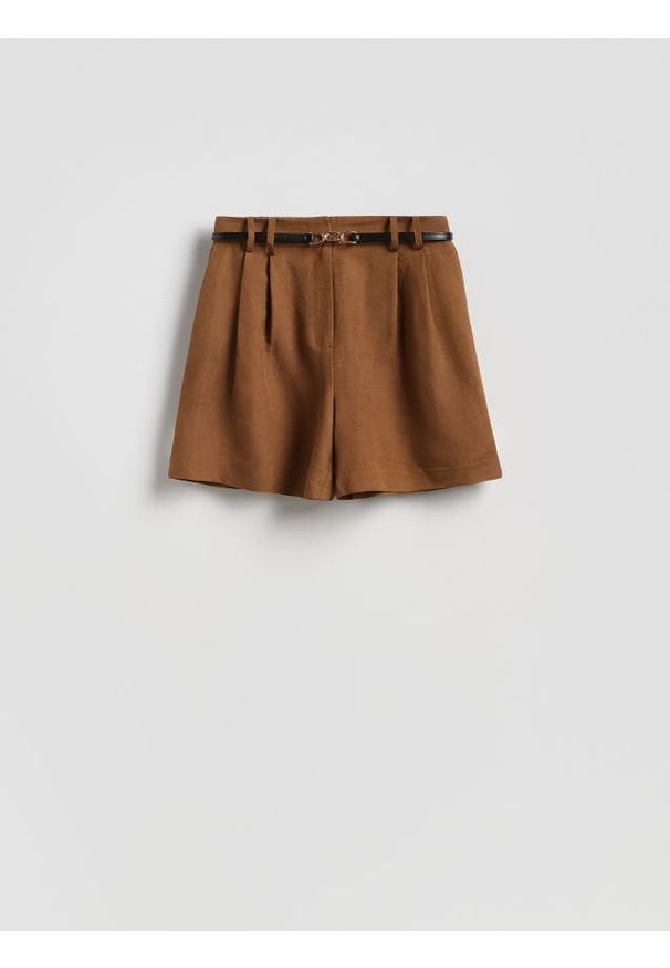 Reserved - Szorty z lnem - brązowy. Kolor: brązowy. Materiał: len