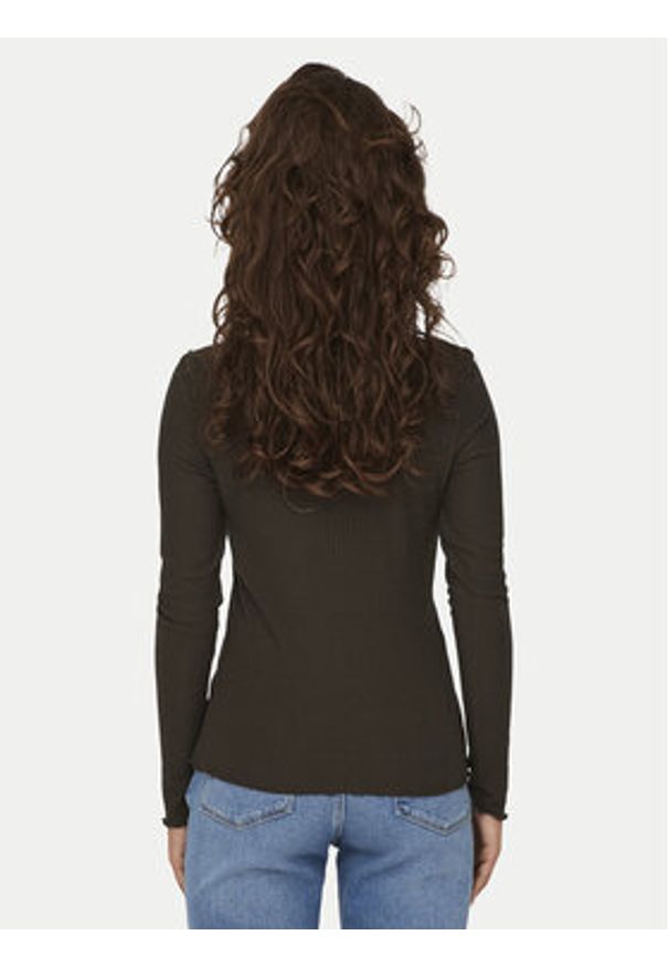 only - ONLY Bluzka Emma 15180040 Brązowy Slim Fit. Kolor: brązowy. Materiał: syntetyk, wiskoza