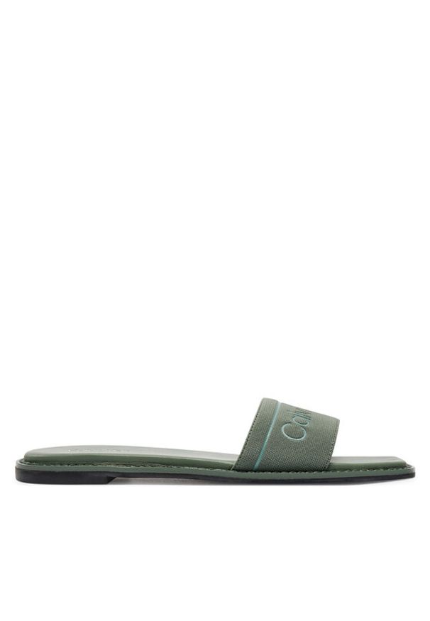 Calvin Klein Klapki Flat Slide He HW0HW01989 Zielony. Kolor: zielony. Materiał: materiał