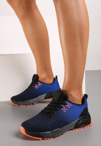 Born2be - Granatowo-Niebieskie Płaskie Sznurowane Buty Sportowe Sneakersy Risavette. Okazja: na co dzień. Kolor: niebieski #1