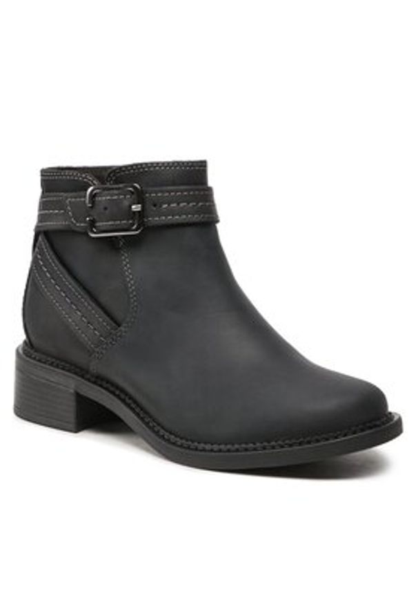 Clarks Botki Maye Strap 261680754 Czarny. Kolor: czarny. Materiał: nubuk, skóra