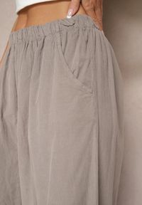 Renee - Szare Bawełniane Spodnie High Waist o Szerokim Kroju Velili. Okazja: na co dzień. Stan: podwyższony. Kolor: szary. Materiał: bawełna. Styl: elegancki, casual