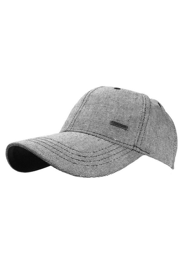 Męska Czapka z Daszkiem, Regulowane Zapięcie, Czarna w Prążki, Pako Jeans. Kolor: czarny. Materiał: bawełna. Wzór: prążki. Sezon: lato