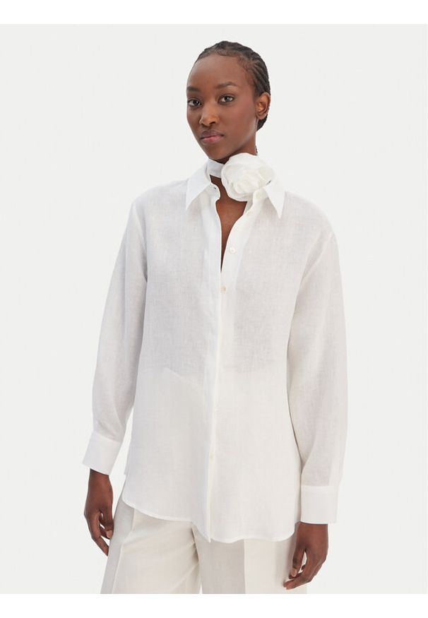 Marella Koszula Editore 2613111084 Biały Regular Fit. Kolor: biały. Materiał: len