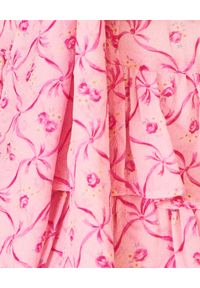 LOVE SHACK FANCY - Różowa sukienka mini Kimbra. Typ kołnierza: dekolt kwadratowy. Kolor: różowy, wielokolorowy, fioletowy. Materiał: jedwab. Wzór: aplikacja, kwiaty. Styl: vintage. Długość: mini #3