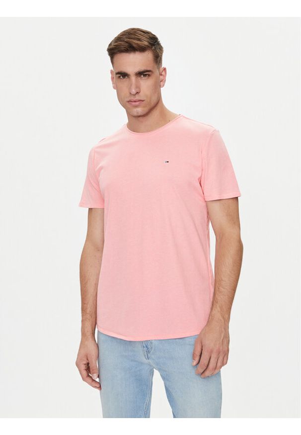 Tommy Jeans T-Shirt Jaspe DM0DM09586 Różowy Slim Fit. Kolor: różowy. Materiał: syntetyk, bawełna