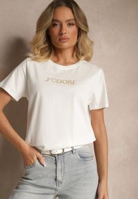 Renee - Biały T-shirt z Bawełny z Napisem Nalothra. Okazja: na co dzień, na spacer. Kolor: biały. Materiał: bawełna. Wzór: napisy. Styl: klasyczny, elegancki, casual #4