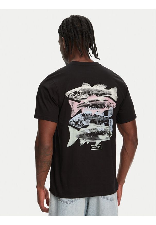 Hunter T-Shirt Raasay Graphic HARM0034251 Czarny Regular Fit. Kolor: czarny. Materiał: bawełna
