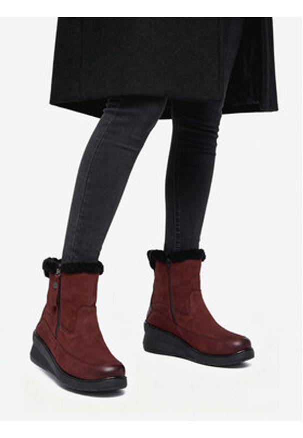 Go Soft Botki CEO-WI23-NUREN-01 Bordowy. Kolor: czerwony. Materiał: nubuk, skóra