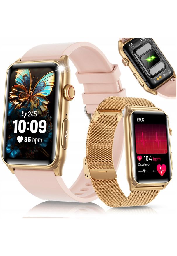 JG Smart - SMARTWATCH DAMSKI ZEGAREK EKG HRV POMIAR CUKRU CIŚNIENIA TEMPERTATURA BMI. Rodzaj zegarka: smartwatch