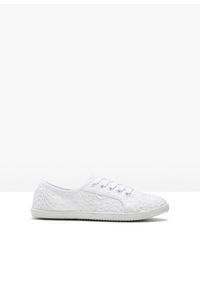 bonprix - Sneakersy. Kolor: biały. Materiał: koronka. Wzór: aplikacja