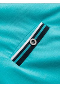 Ombre Clothing - T-shirt męski henley ozdobnymi ściągaczami - turkusowy V7 OM-TSCT-0175 - XXL. Okazja: na co dzień. Typ kołnierza: typu henley. Kolor: turkusowy. Materiał: jedwab, żakard, wiskoza, poliester, materiał, elastan. Wzór: aplikacja, paski, kolorowy. Styl: klasyczny, casual #7