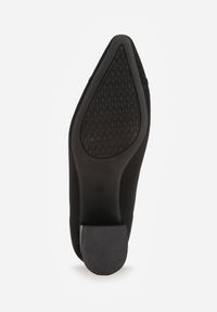 Renee - Czarne Strukturalne Czółenka VICES na Słupkowym Obcasie Abathise. Nosek buta: otwarty. Kolor: czarny. Materiał: skóra, materiał. Obcas: na obcasie. Wysokość obcasa: średni #4