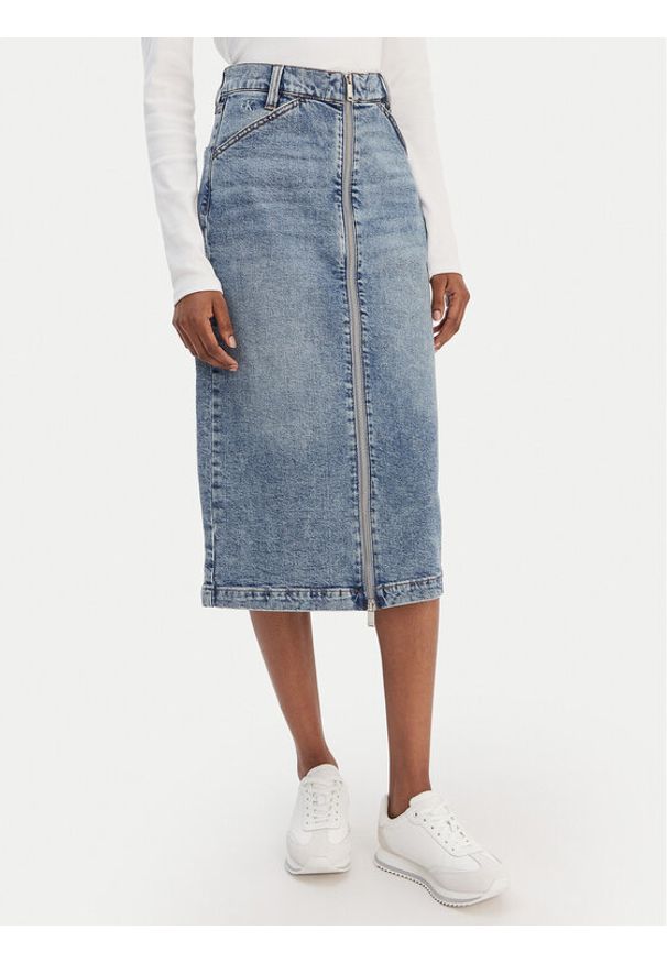 Calvin Klein Jeans Spódnica jeansowa LV047E710G Niebieski Regular Fit. Kolor: niebieski. Materiał: bawełna