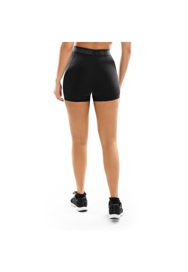 SIROKO - Damskie krótkie legginsy treningowe Fitness Siroko Courage. Kolor: czarny. Materiał: materiał. Długość: krótkie. Sport: fitness