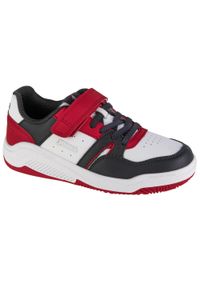 Buty do chodzenia dla dzieci Joma Platea Low Jr. Zapięcie: rzepy. Kolor: czarny, czerwony, biały, wielokolorowy. Materiał: materiał. Szerokość cholewki: normalna. Sport: turystyka piesza