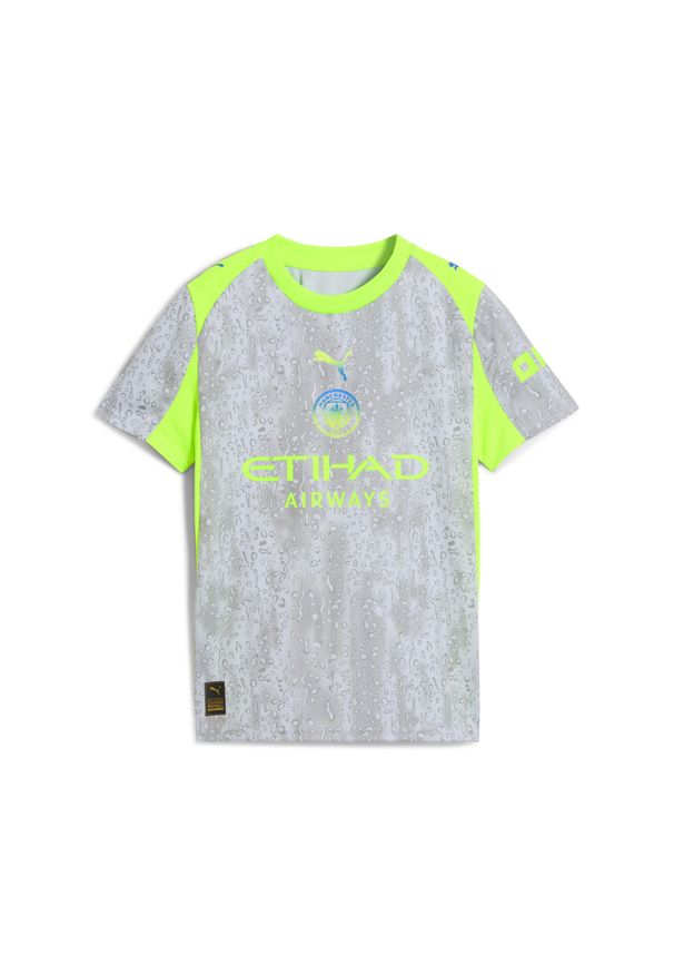 Puma - Młodzieżowa trzecia koszulka Manchester City 25/26 PUMA. Kolor: niebieski, wielokolorowy, zielony. Sport: piłka nożna