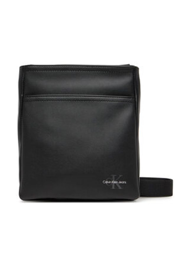 Calvin Klein Jeans Saszetka Mono Logo Flat Pack 18 LV04G3107G Czarny. Kolor: czarny. Materiał: skóra