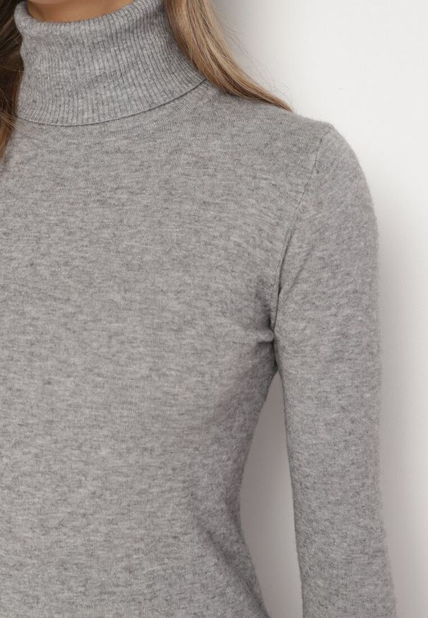 Born2be - Szary Golf Sweter z Wiskozą i Kaszmirem Zailaya. Okazja: na co dzień. Typ kołnierza: golf. Kolor: szary. Materiał: wiskoza, kaszmir. Styl: casual