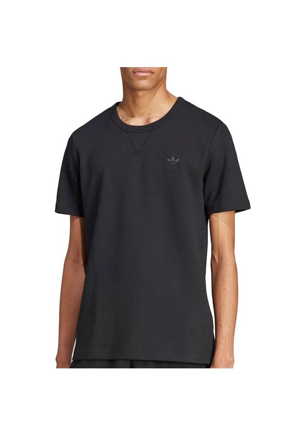 Adidas - Koszulka męska adidas Originals Trefoil Essentials Waffle IW5804 - czarna. Kolor: czarny. Materiał: bawełna, dzianina, poliester. Długość rękawa: krótki rękaw. Długość: krótkie