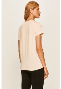 DKNY - Dkny - T-shirt. Okazja: na co dzień. Kolor: pomarańczowy. Materiał: bawełna, materiał, dzianina, elastan. Wzór: nadruk. Styl: casual #2