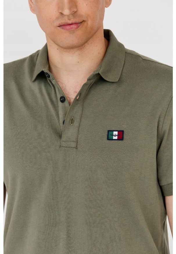 Aeronautica Militare - AERONAUTICA MILITARE Męska zielona koszulka polo, Rozmiar XXL. Typ kołnierza: polo. Kolor: zielony. Wzór: aplikacja